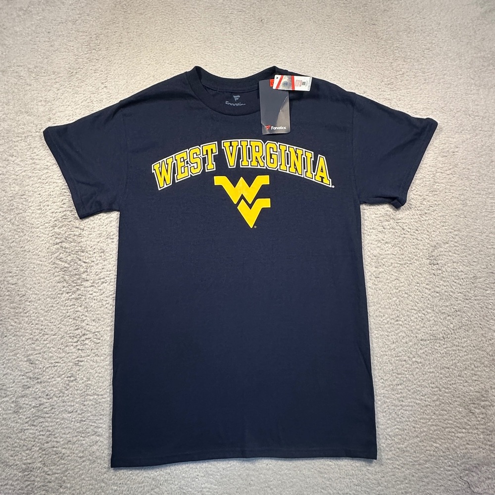 Fanatics West Virginia T-Shirt Mens Small Navy Blue WVU‎ Graphic Tee NWT